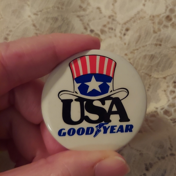 Vintage Other - Vintage Goodyear USA Button Pin Uncle Sam's Hat Red White and Blue Patriotic